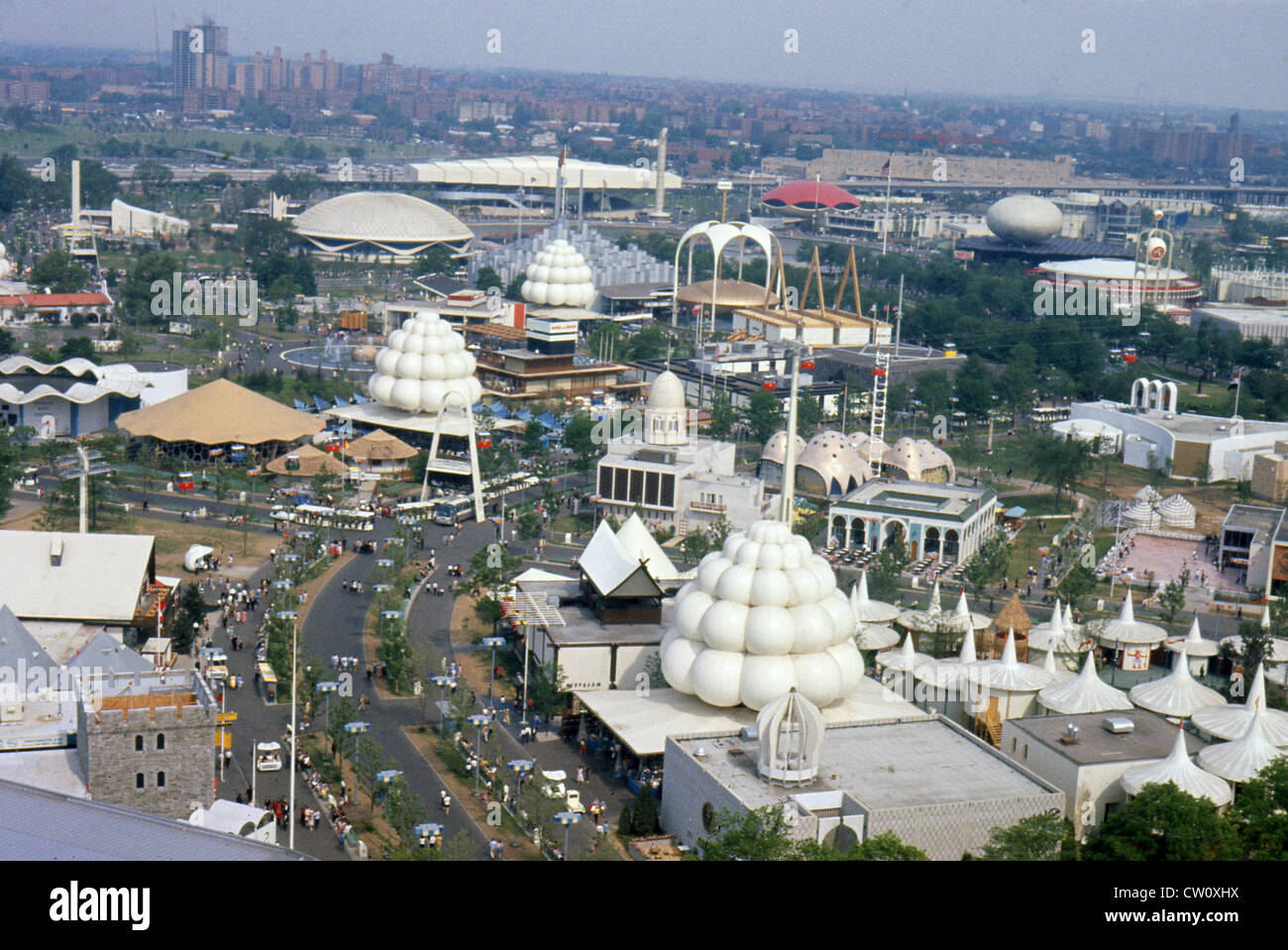 Original photograph taken in 1964. 1964 New York World's Fair, aerial view from the New York Pavilion. Stock Photo