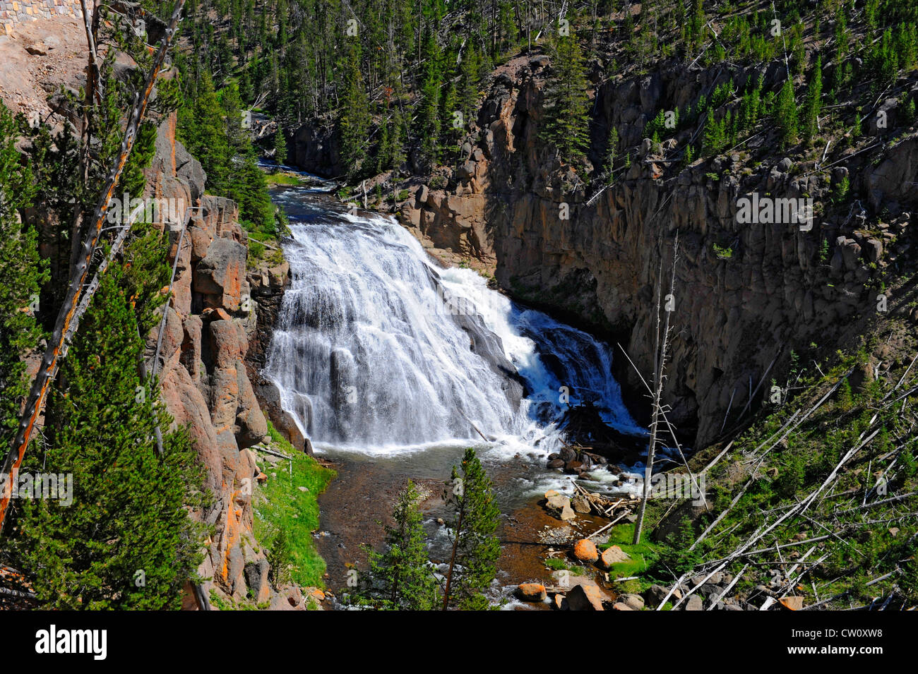 Gibbon Falls Yellowstone National Park Wyoming, WY Stock Photo