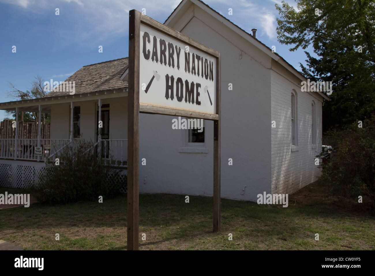 Childhood home of fiery temperance reformer Carrie Nation, in Medicine Lodge, Kansas, USA Stock Photo