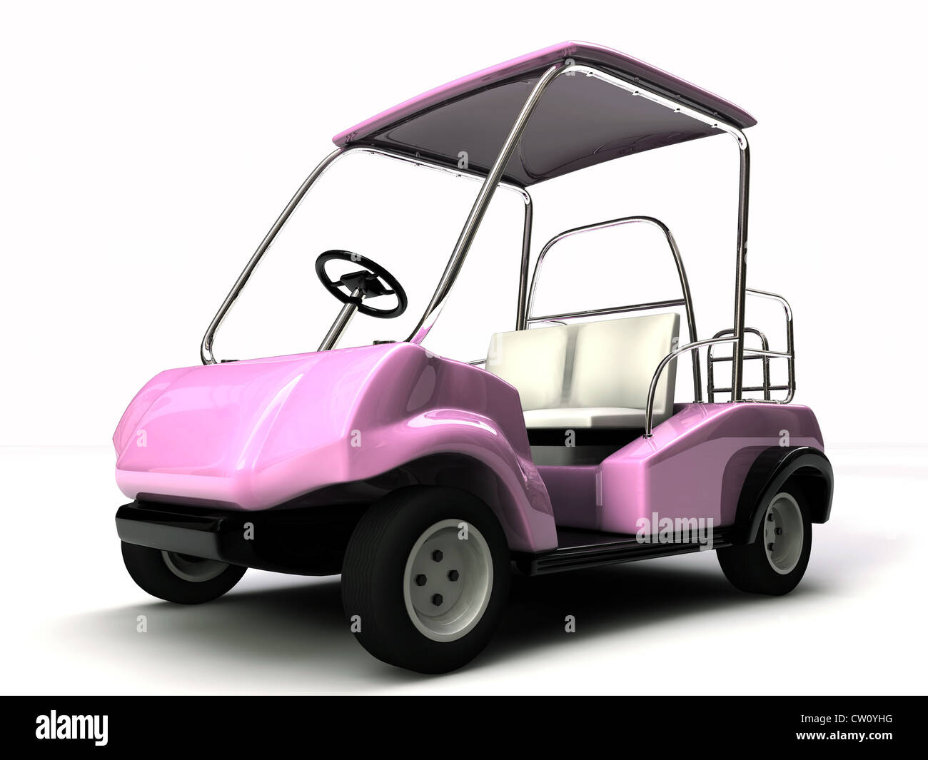 pink golf cart isolated on white background Stock Photo - Alamy