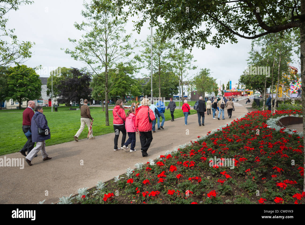 Flower beds at Eyre Square Galway City, Ireland. Stock Photo