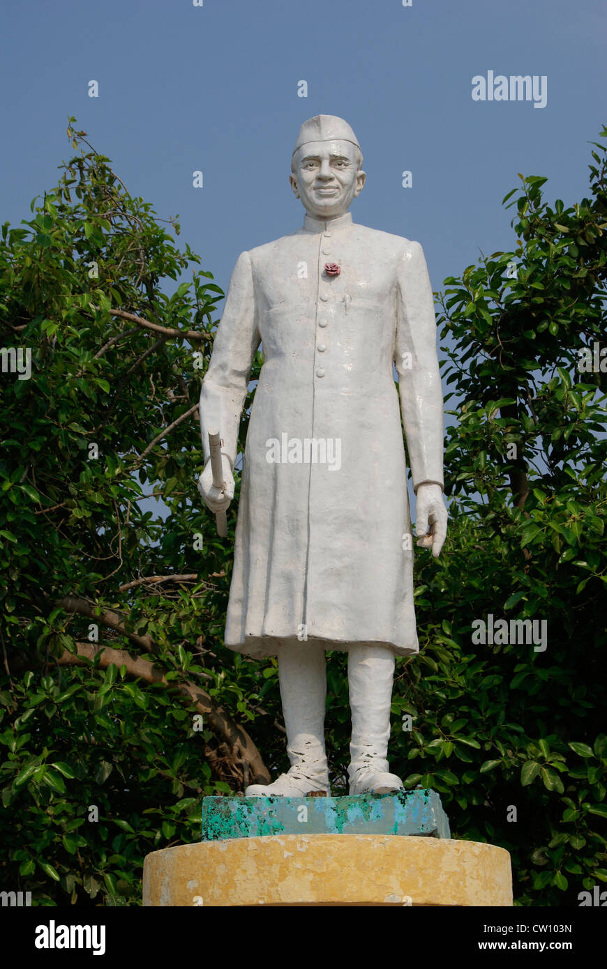 Jawaharlal Nehru Sculpture Monument in Pondicherry puducherry Tamil Nadu India.First Indian Prime Minister and Political Leader Stock Photo