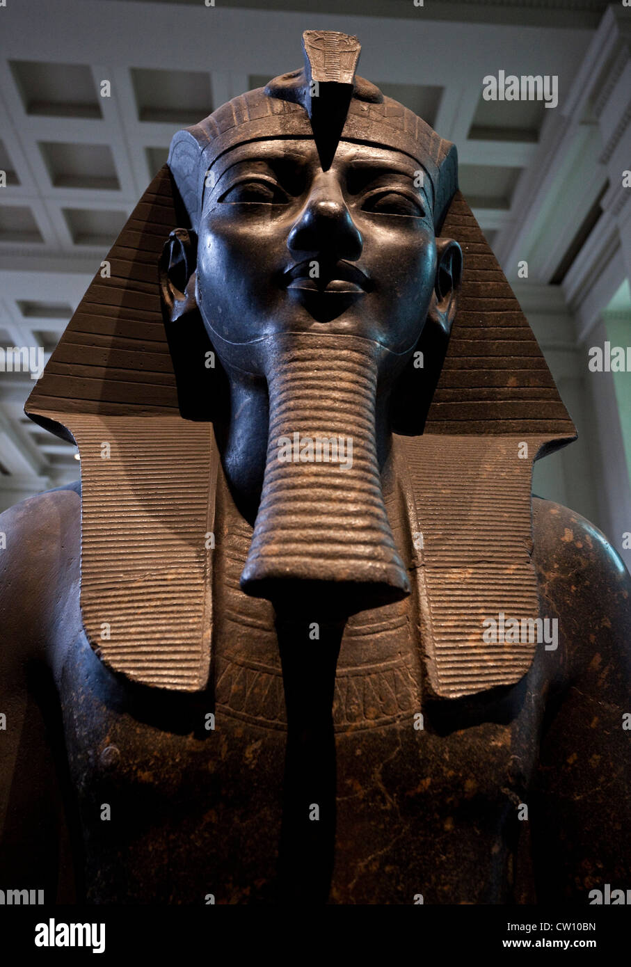 Top of a statue of the Egyptian pharaoh Amenhotep III, British Museum, London, England, UK. Stock Photo