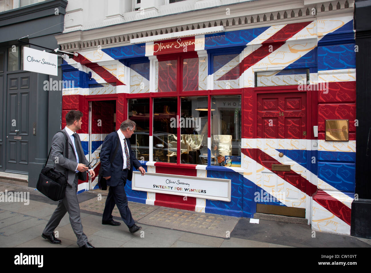 Patriotic union jack flag design for a clothes shop in Covent Garden. There was a big surge in patriotism during London 2012. Stock Photo