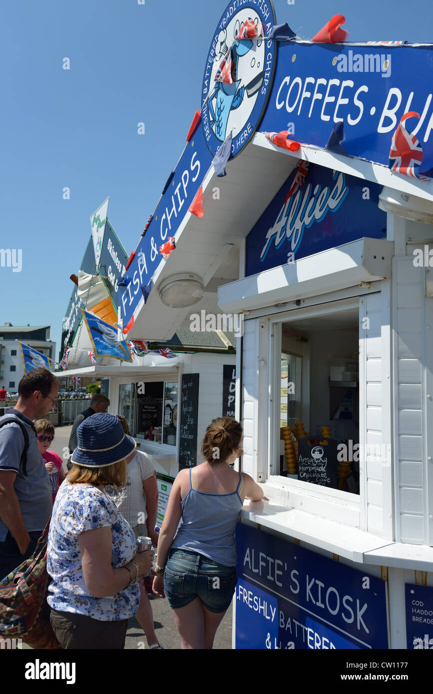 Fish and chips kiosk at west bay hi-res stock photography and images