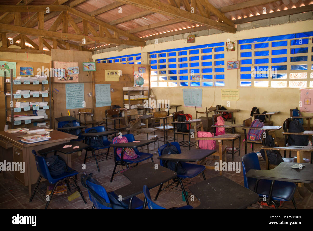 San Blas islands elementary school off the coast of Panama Stock Photo