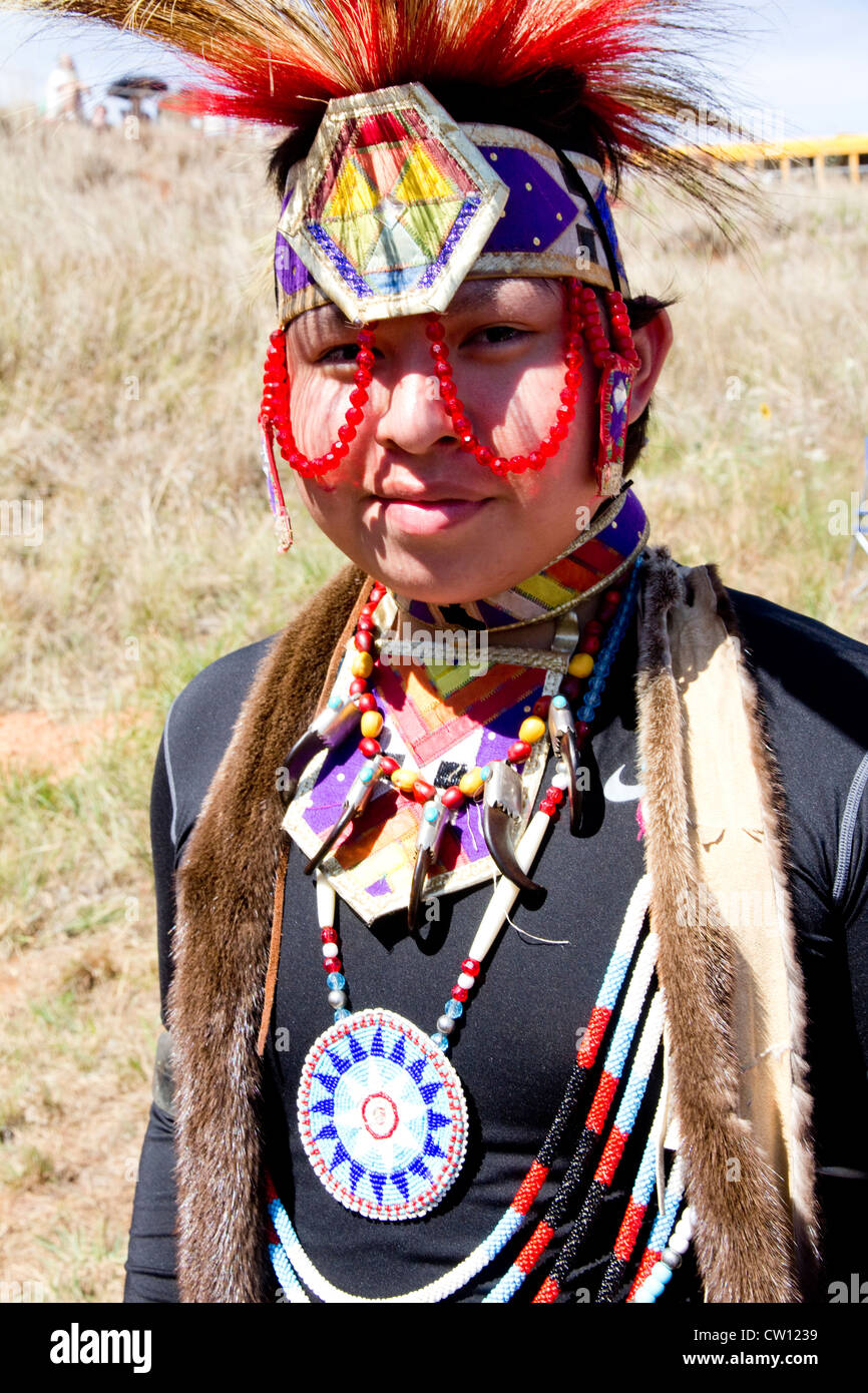 Native American in costume, 1867 Medicine Lodge Treaty reenactment, Treaty Pageant, Memorial