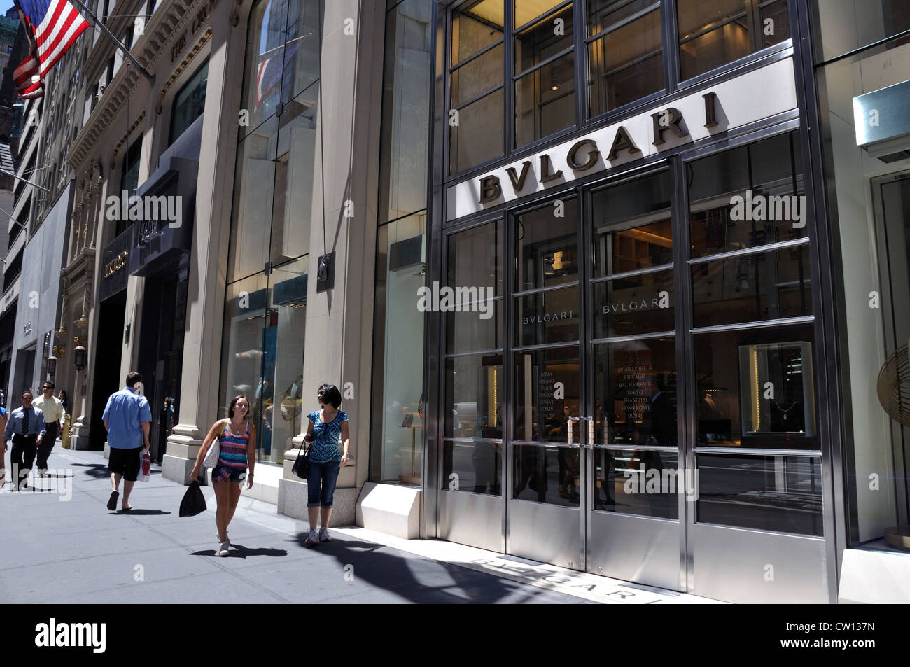 Bvlgari store, New York, USA - jewelery, watches, accessories, fragrances, skincare and leather goods Stock Photo