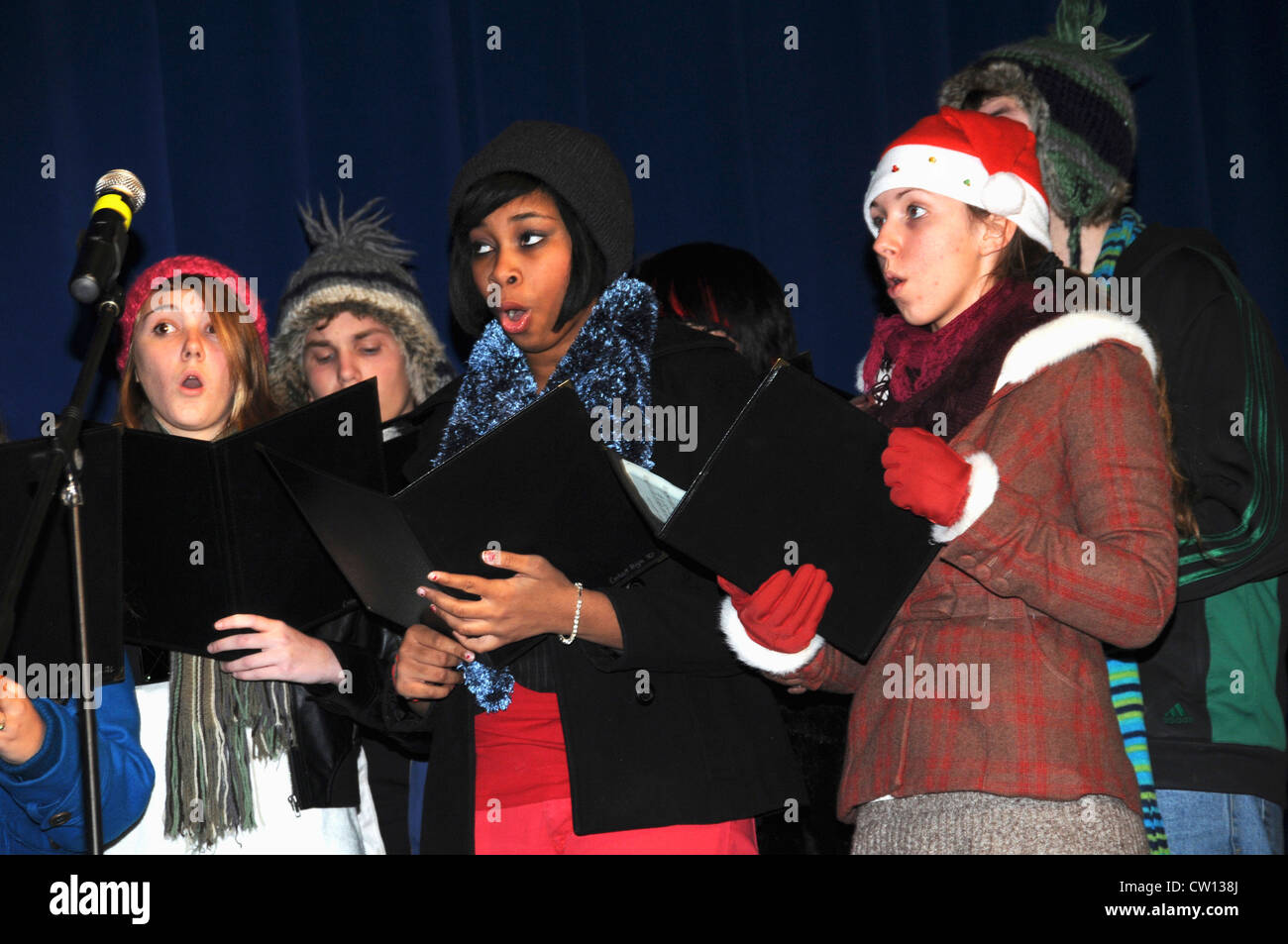 teens participate in a high school Christmas Concert in Maryland Stock Photo