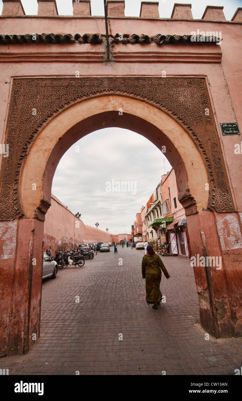 The Bab Agnaou, gateway to the ancient medina in Marrakech, Morocco Stock Photo