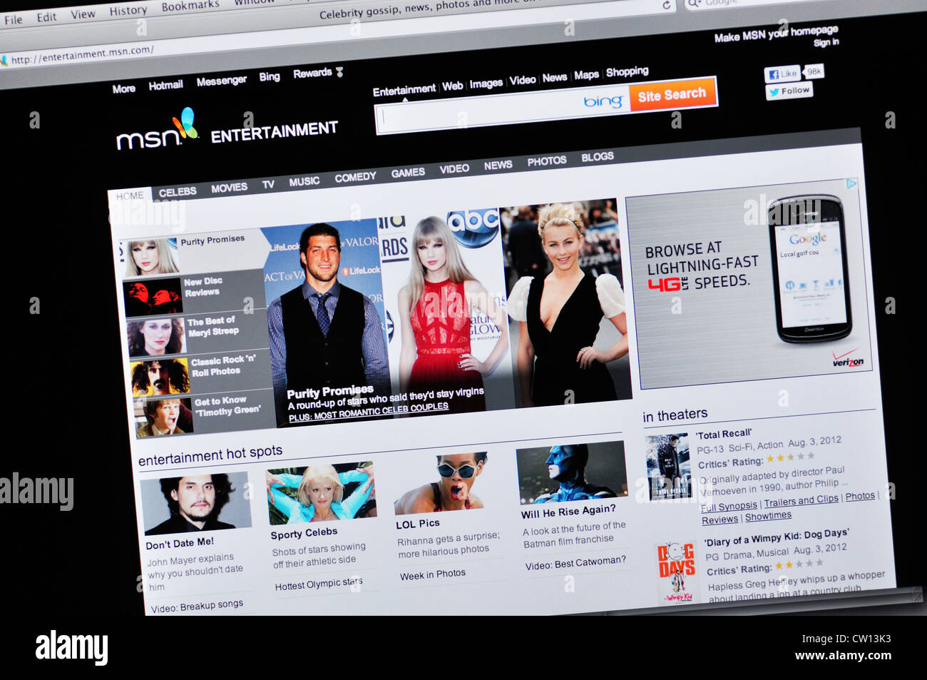 MSN Entertainment website Stock Photo - Alamy