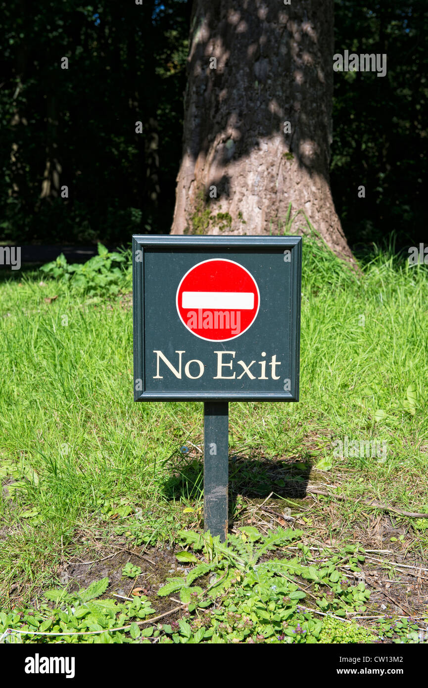 No exit sign on a patch of grass by the side of a road Stock Photo Alamy