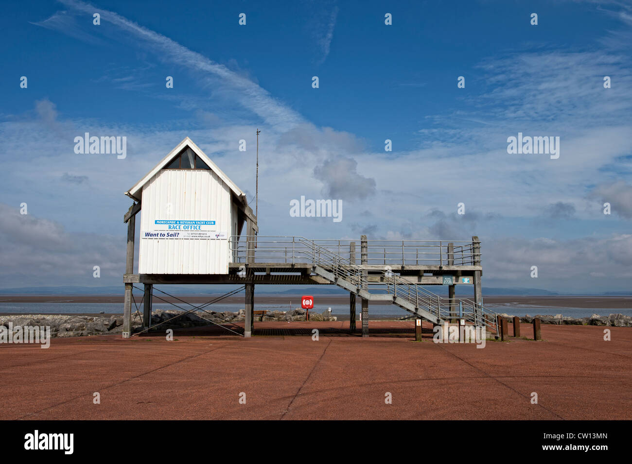 Morecambe and Heysham Yacht Club building on the promenade in Morecambe, Lancashire Stock Photo