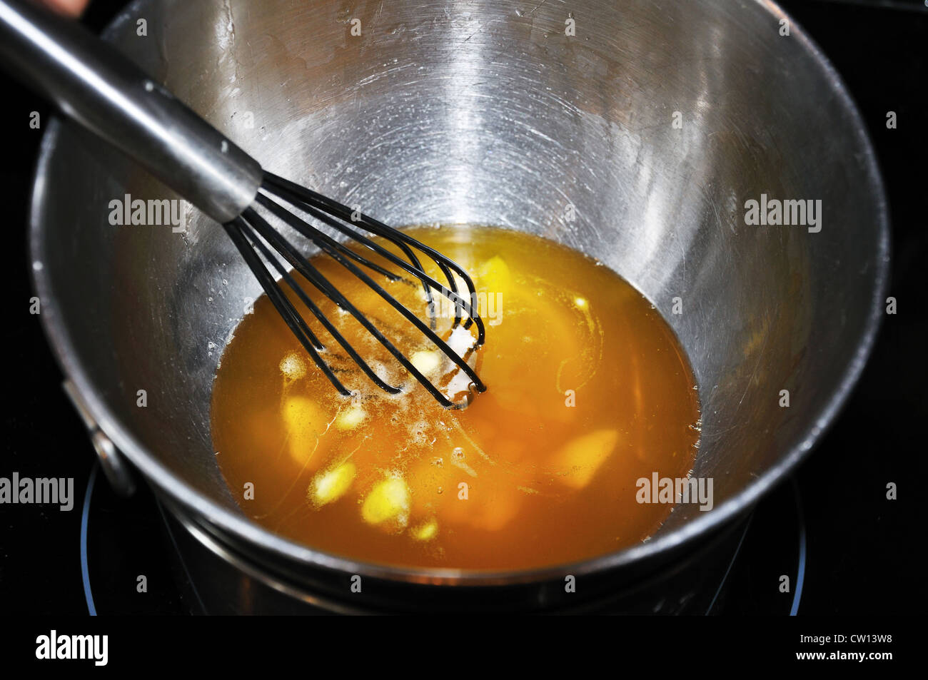 Homemade Chocolate Melting Cocoa Butter In Stainless Steel Bowl Stock Photo Alamy