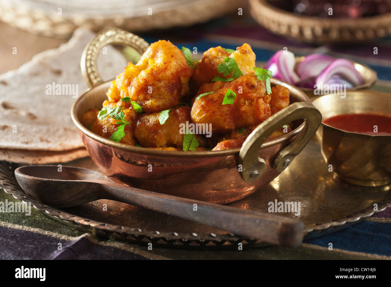 Gobi Manchurian Indian Chinese cauliflower dish India Food Stock Photo