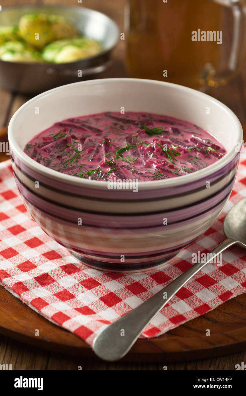 Lithuanian food Borscht Beetroot soup Stock Photo