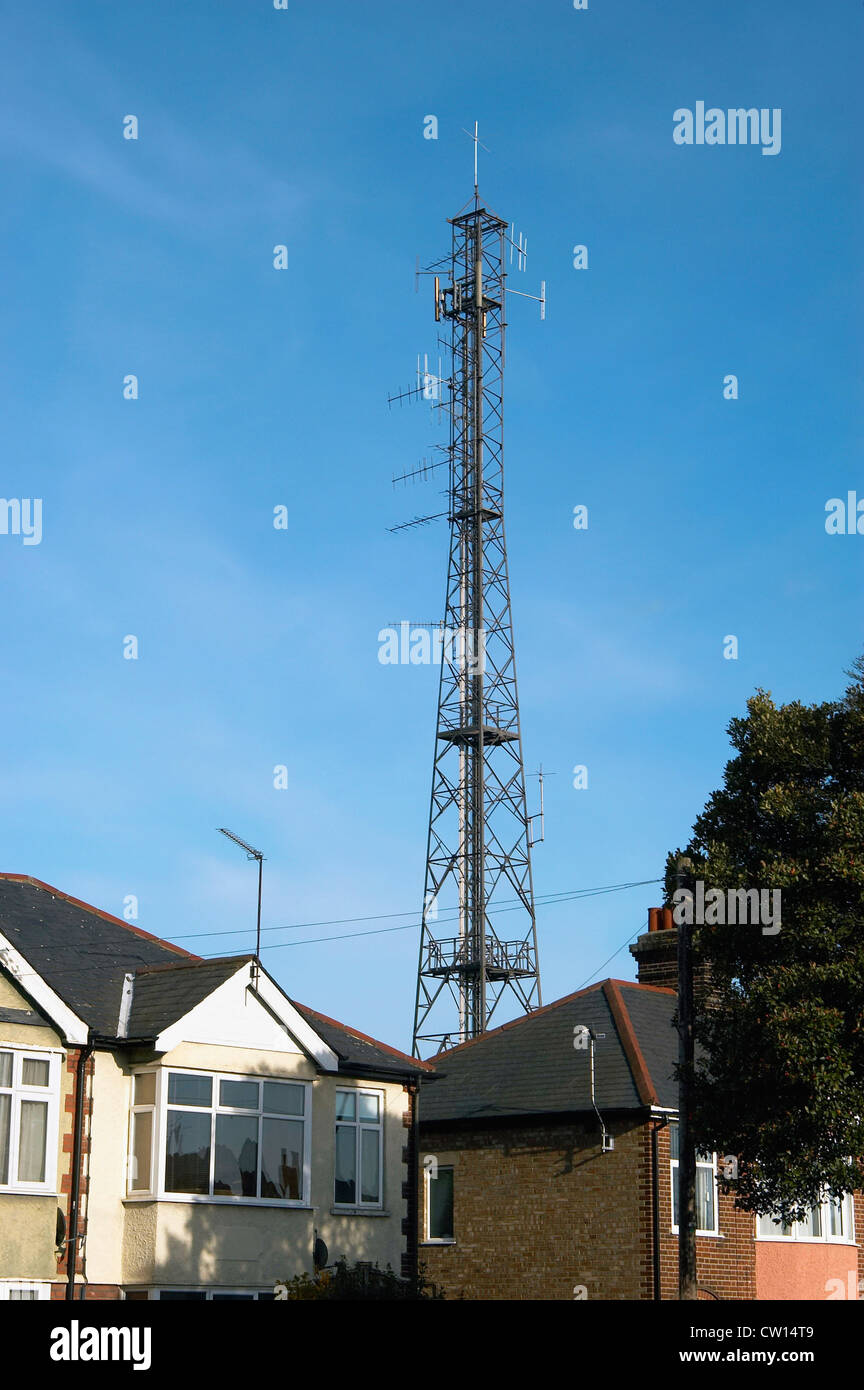 Mobile phone mast near dwellings. England, UK Stock Photo Alamy