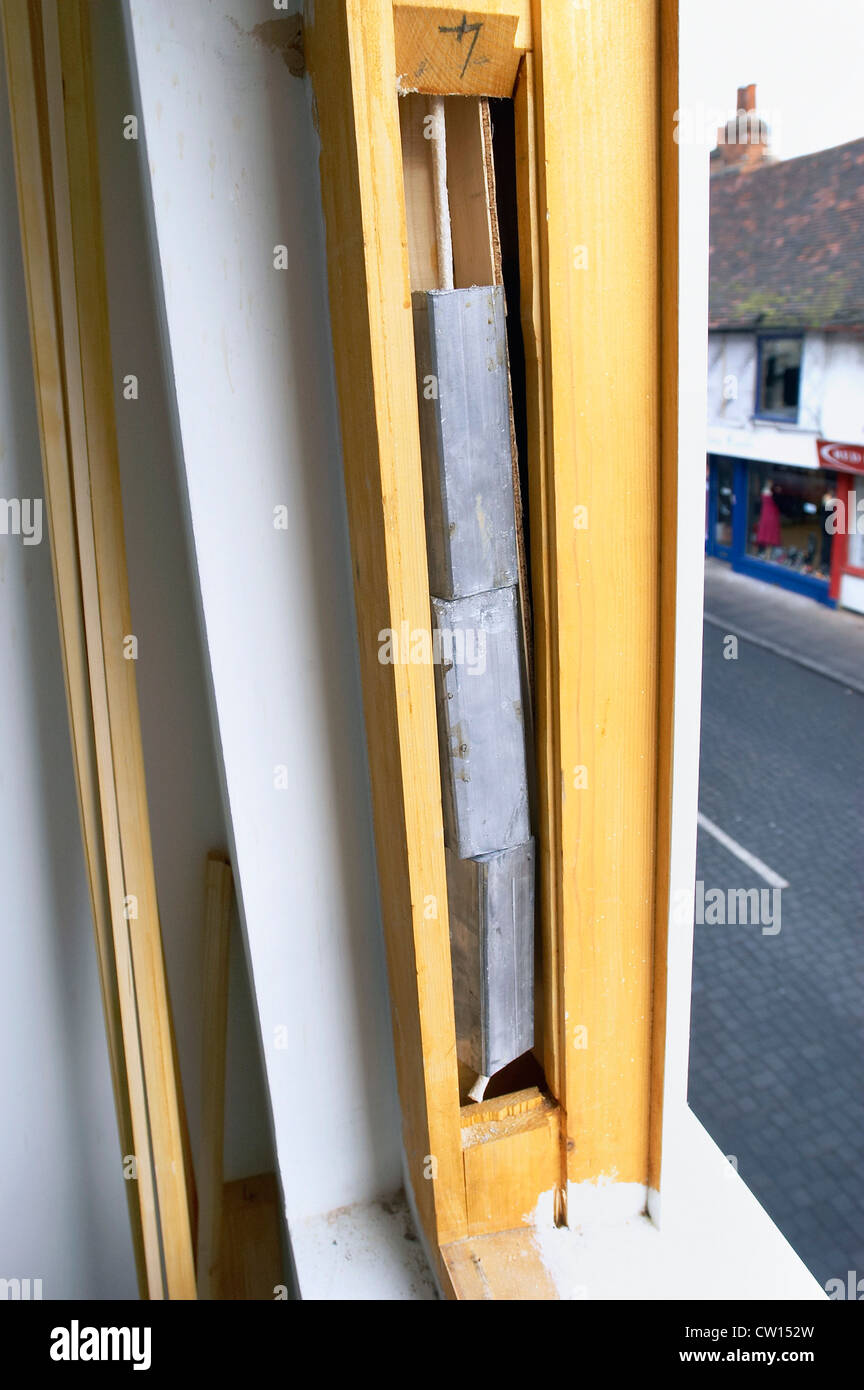 Detail of sash window weights Stock Photo Alamy