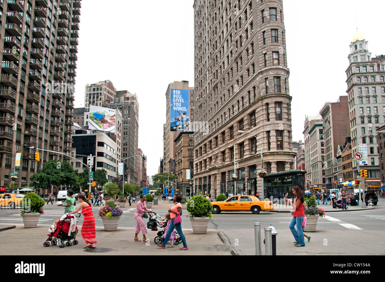 Flatiron Building, District Broadway, 5th Avenue, Manhattan New York, City United States of America, Stock Photo