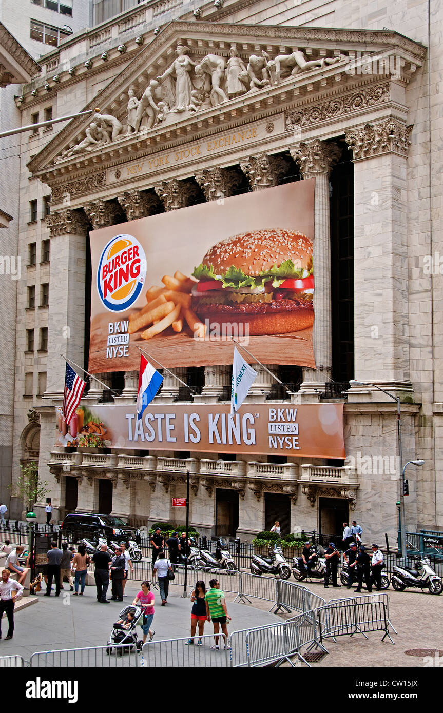 Burger King  The New York Stock Exchange Manhattan Wall Street New York City Stock Photo