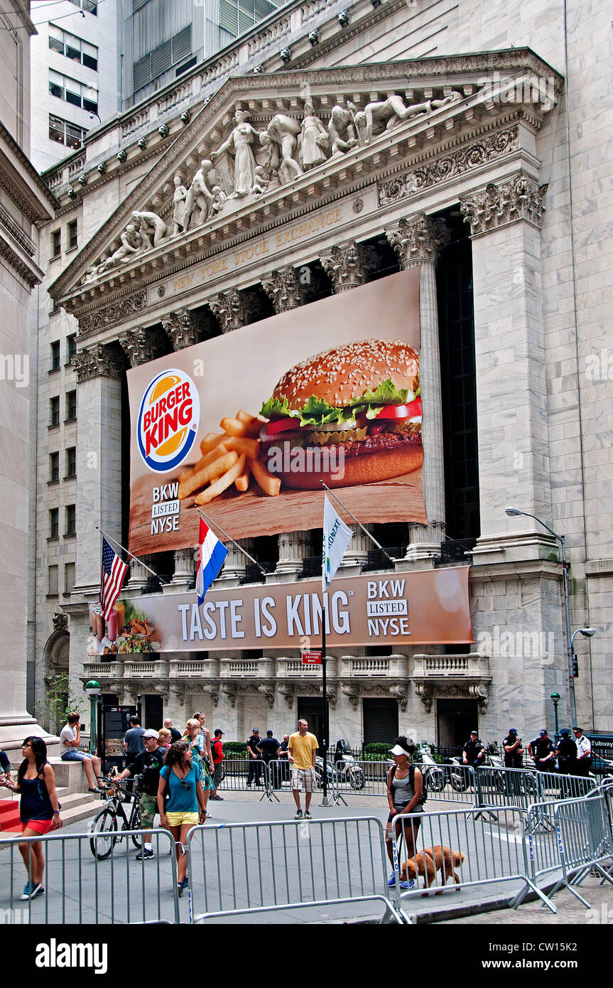 Burger King Fast Food Restaurant The New York Stock Exchange Manhattan Wall Street Stock Photo