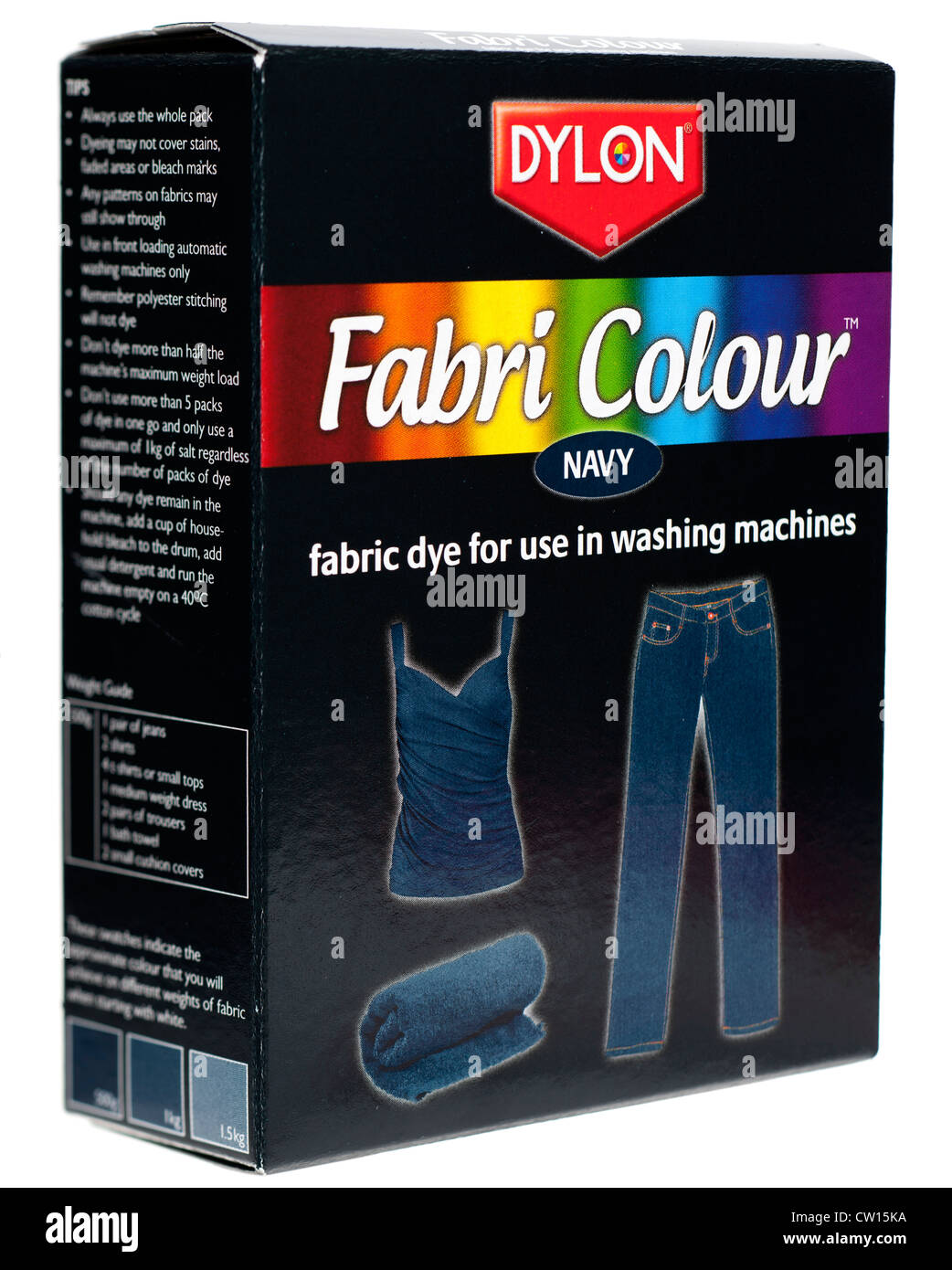 Box of Dylon navy blue Fabri Colour fabric dye for use in washing machines  Stock Photo - Alamy