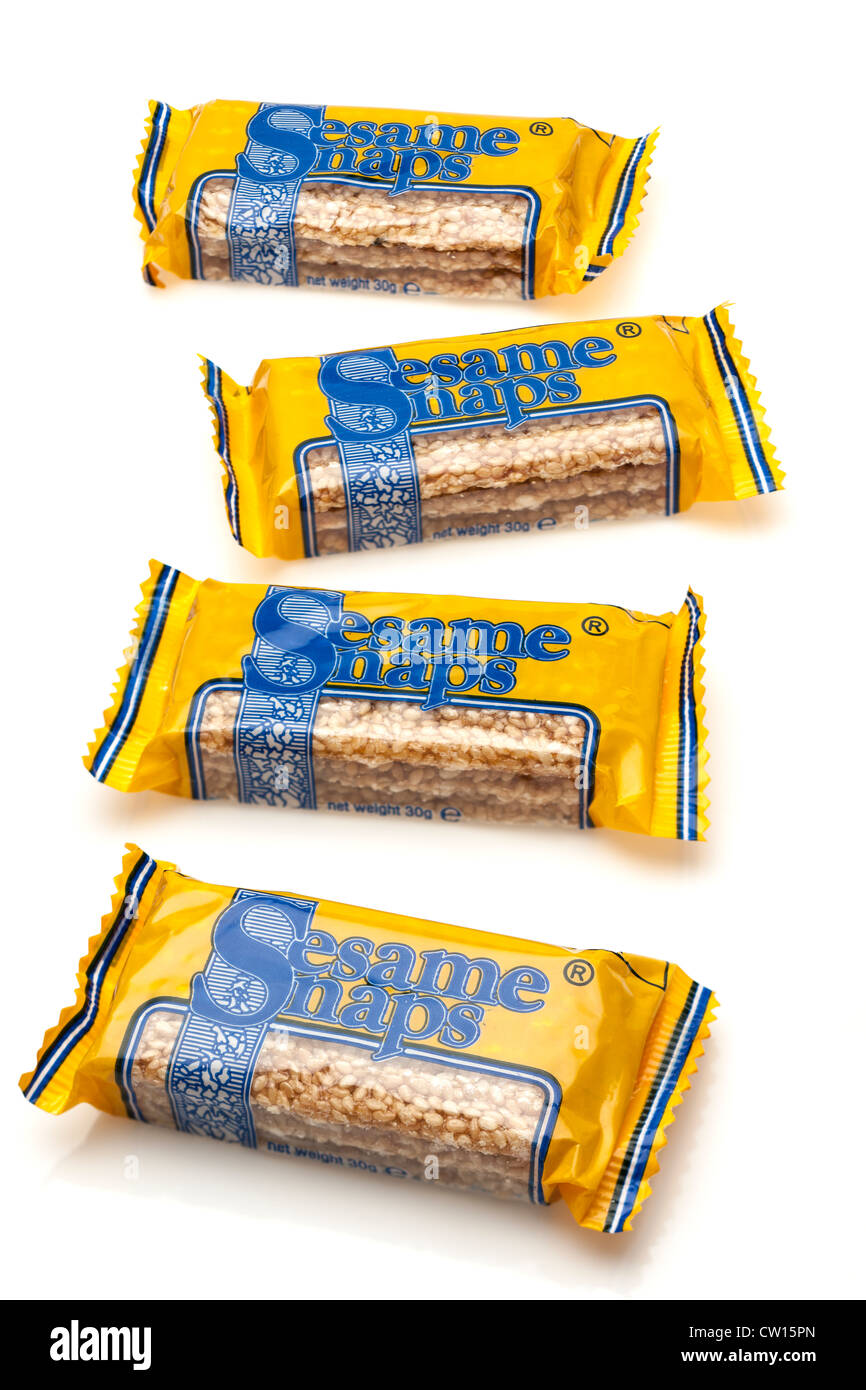 Four Sesame snaps candy bars Stock Photo