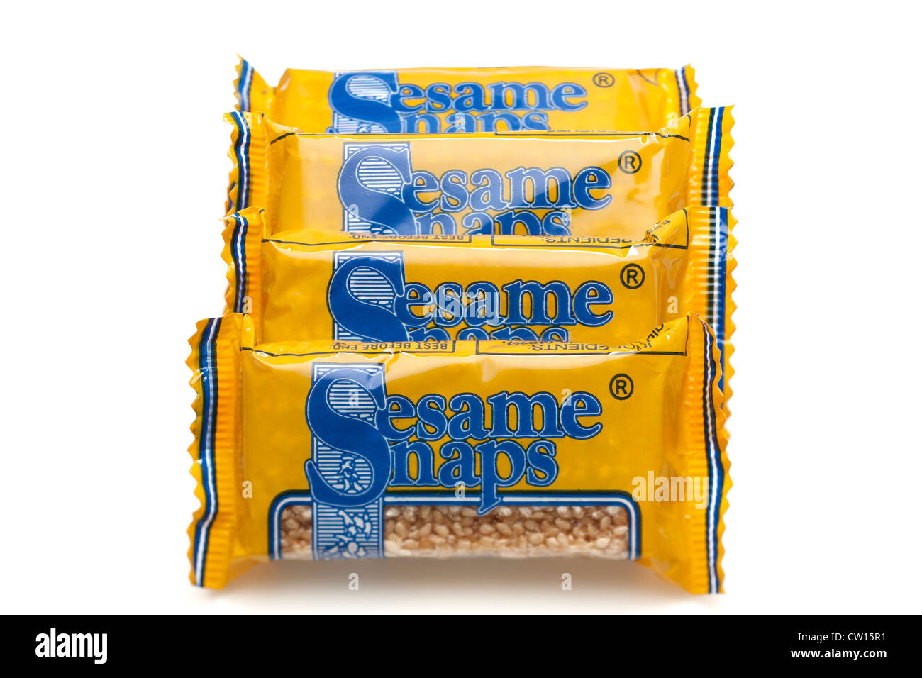 Four Sesame snaps candy bars Stock Photo