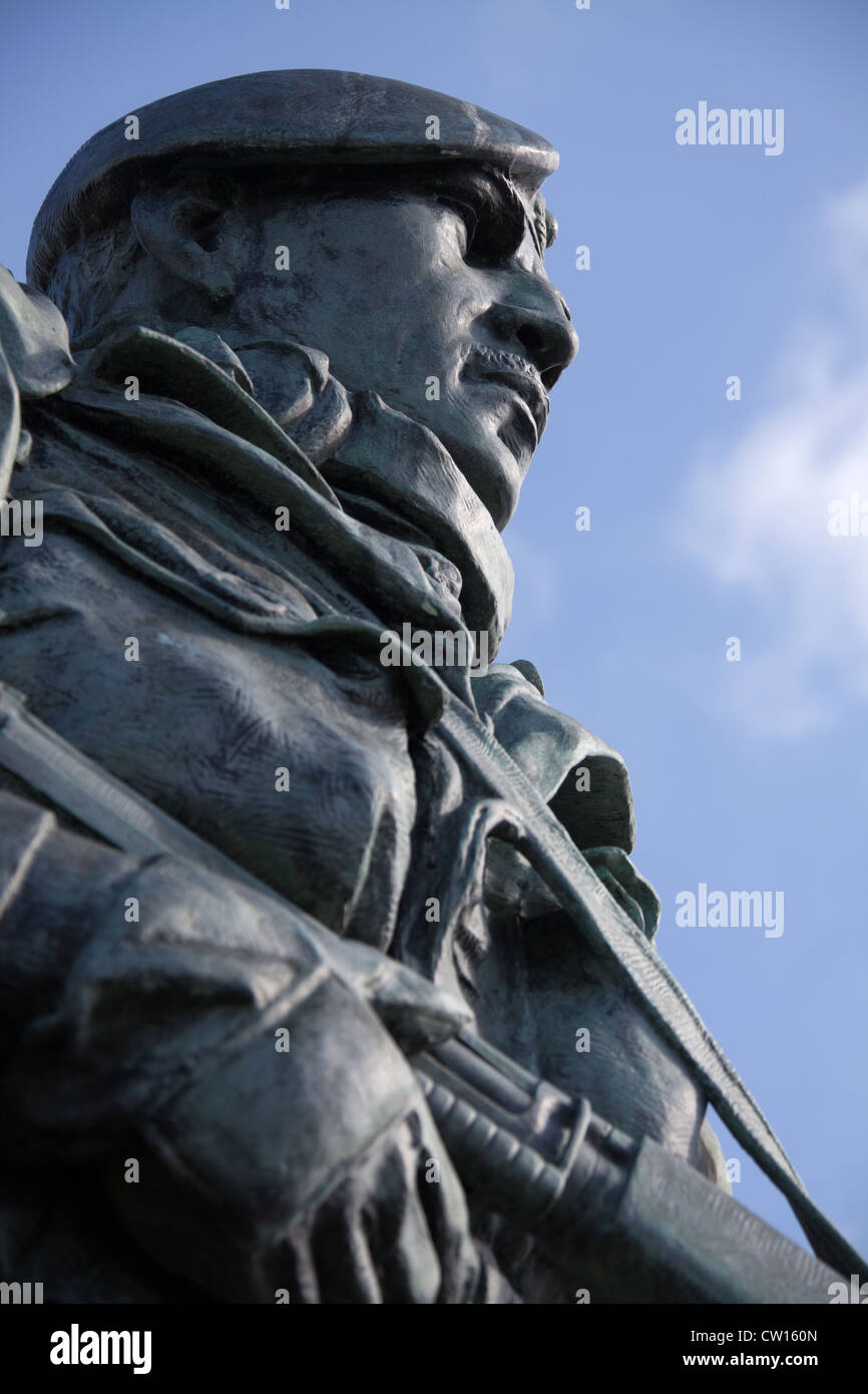 City of Portsmouth, England. The Yomper bronze statue at the Royal Marines Museum entrance on Eastney Esplanade. Stock Photo