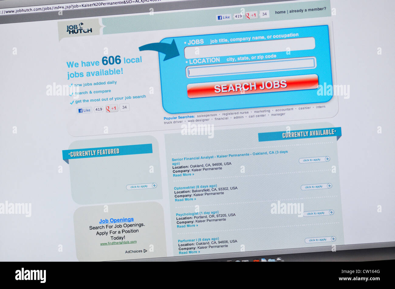 Job Hutch website Stock Photo Alamy