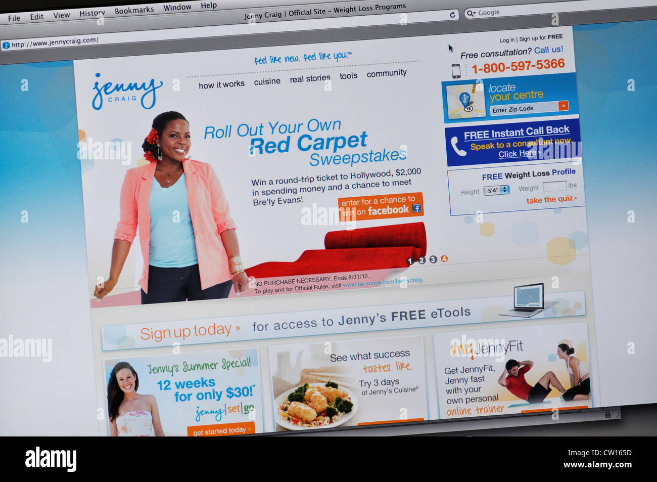 Jenny Craig weight loss and diet website Stock Photo Alamy