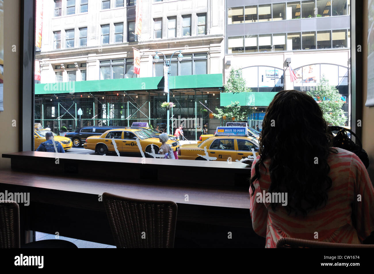 Inside Starbucks Cafe, New York, USA Stock Photo