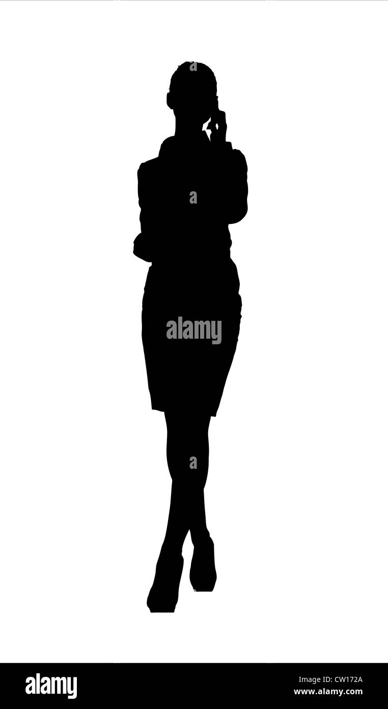 Silhouette of successful business woman, isolated on white background ...