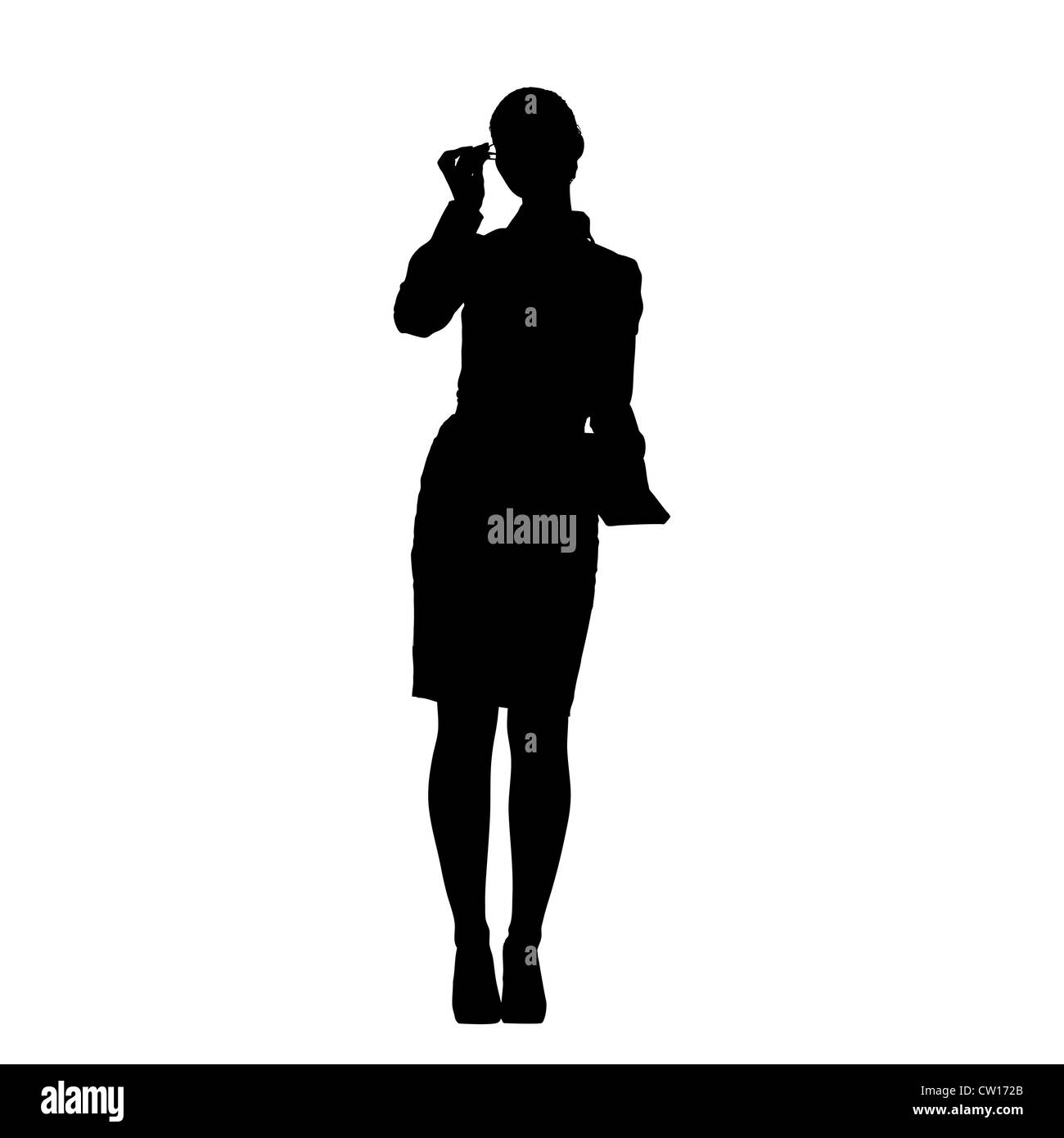Silhouette of successful business woman, isolated on white background ...