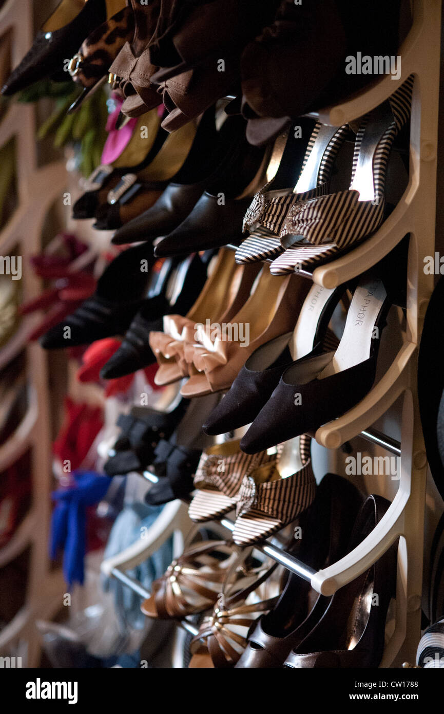 Woman's salsa dancing heels in closet  Stock Photo