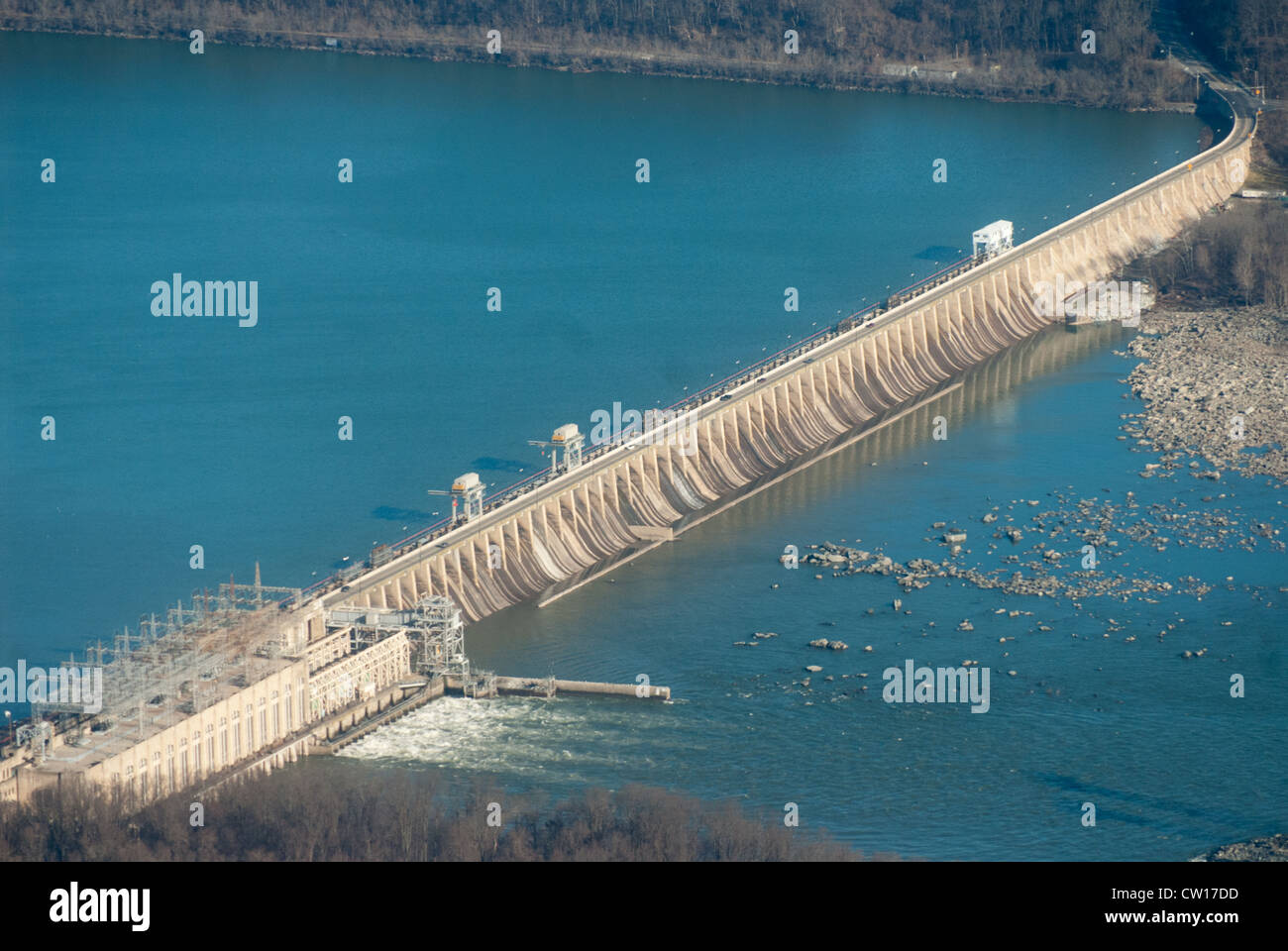 Aerial of dam, Chesapeake Bay Stock Photo