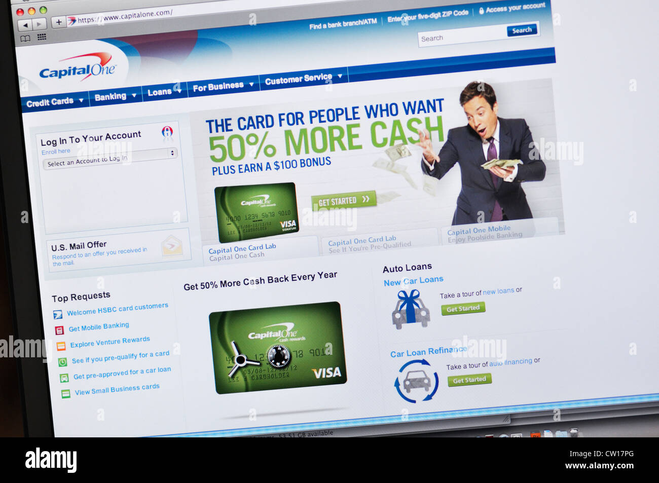 Capital One bank website Stock Photo