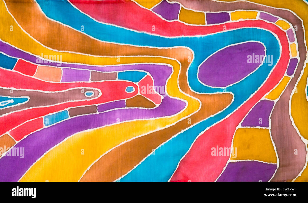 abstract wave pattern on silk batik Stock Photo - Alamy