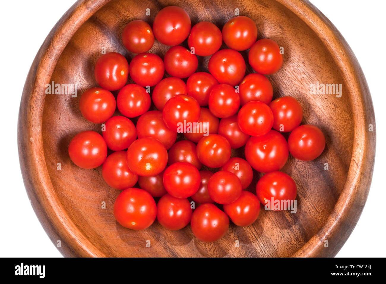 many red cherry tomatoes in wooden bowl Stock Photo - Alamy