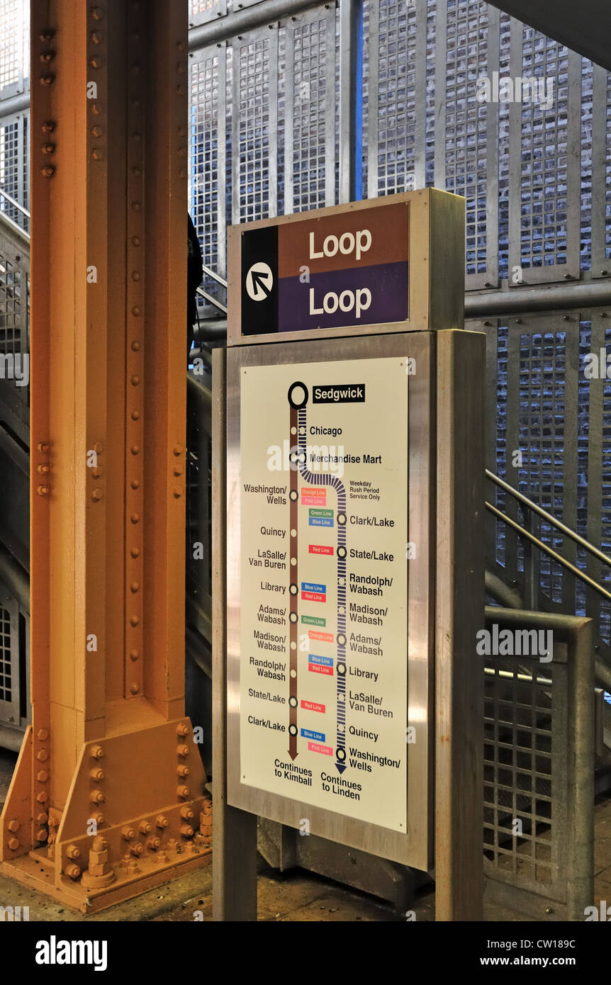 Chicago el train stops hi-res stock photography and images - Alamy