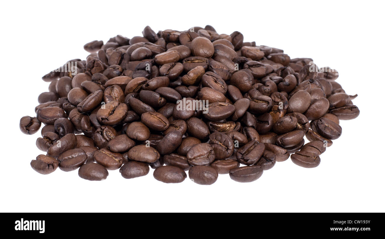 Heap of Coffee beans isolated on white background Stock Photo - Alamy