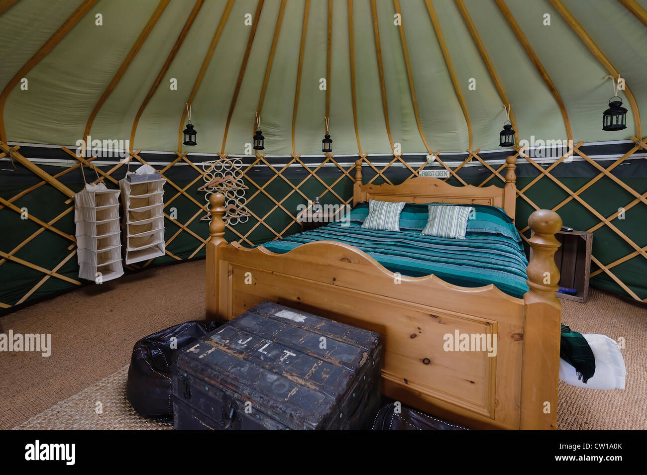 Jersey Yurt Holidays in St. Aubin, Isle of Jersey, Channel Islands Stock Photo