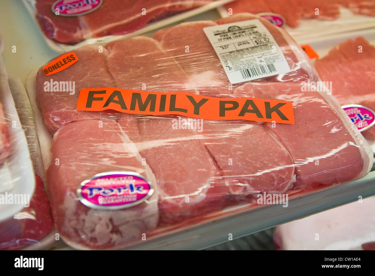Meat Section of Grocery Store Boston, Massachusetts USA Stock Photo
