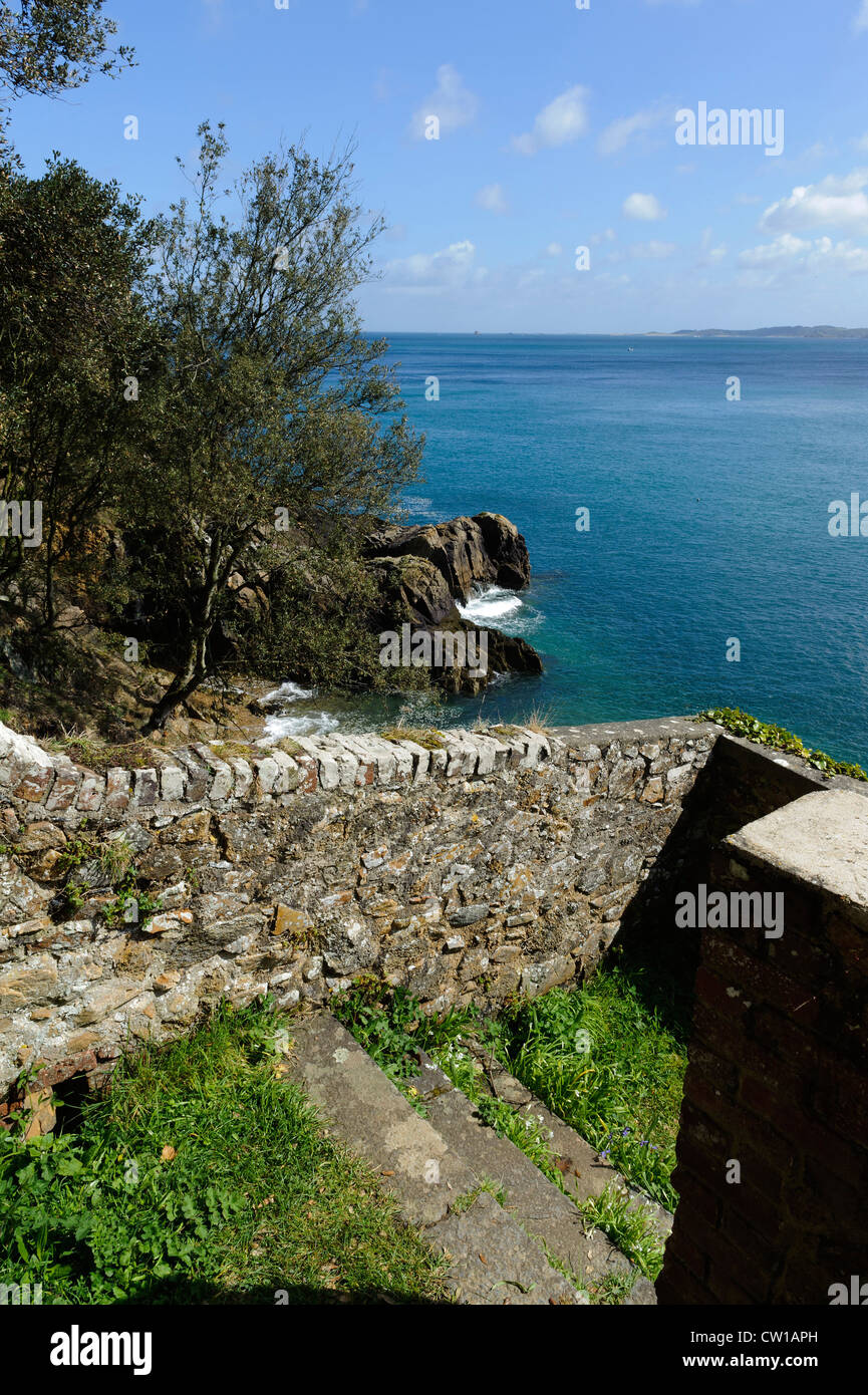 Coast North of Fermain Point, Isle of Guernsey, Channel Islands Stock Photo