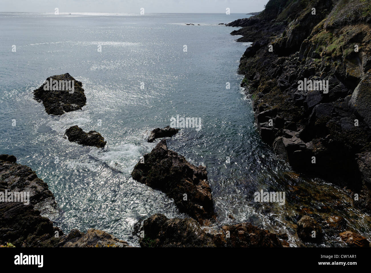 Coast North of Fermain Point, Isle of Guernsey, Channel Islands Stock Photo