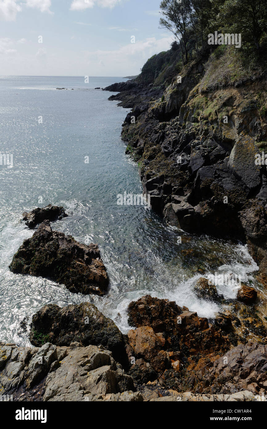 Coast North of Fermain Point, Isle of Guernsey, Channel Islands Stock Photo