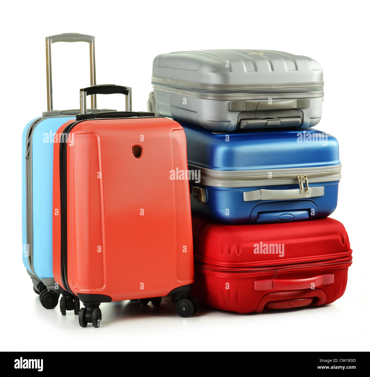 Luggage consisting of suitcases isolated on white Stock Photo