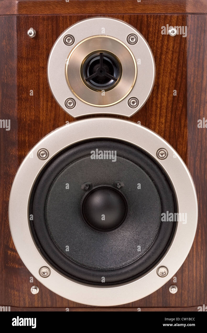 loudspeakers in wooden box Stock Photo
