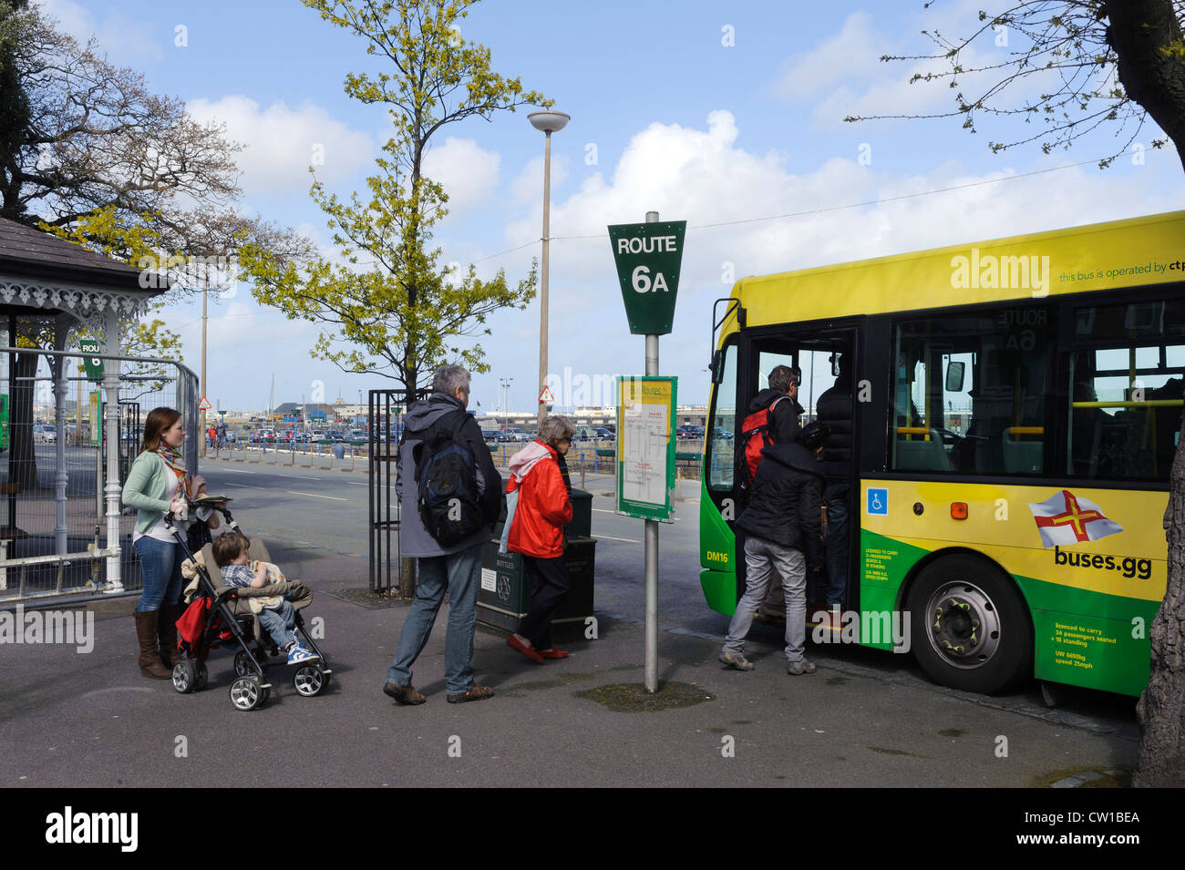 Bus-Staion in St. Peter Port, Isle of  Guernsey, Channel Islands Stock Photo