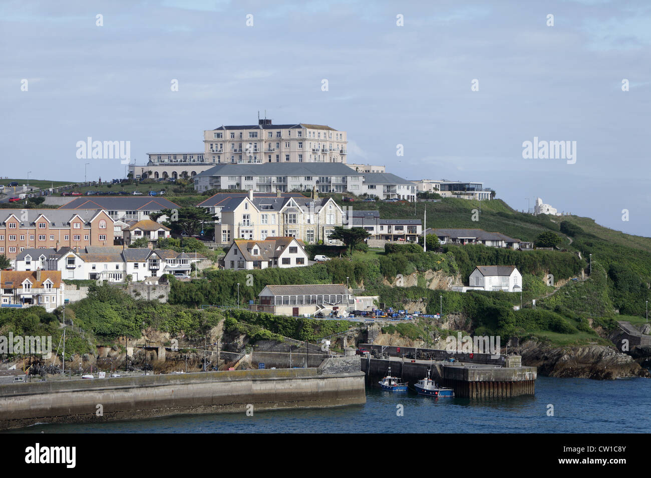 A view of Newquay Harbour in Cornwall, England Stock Photo